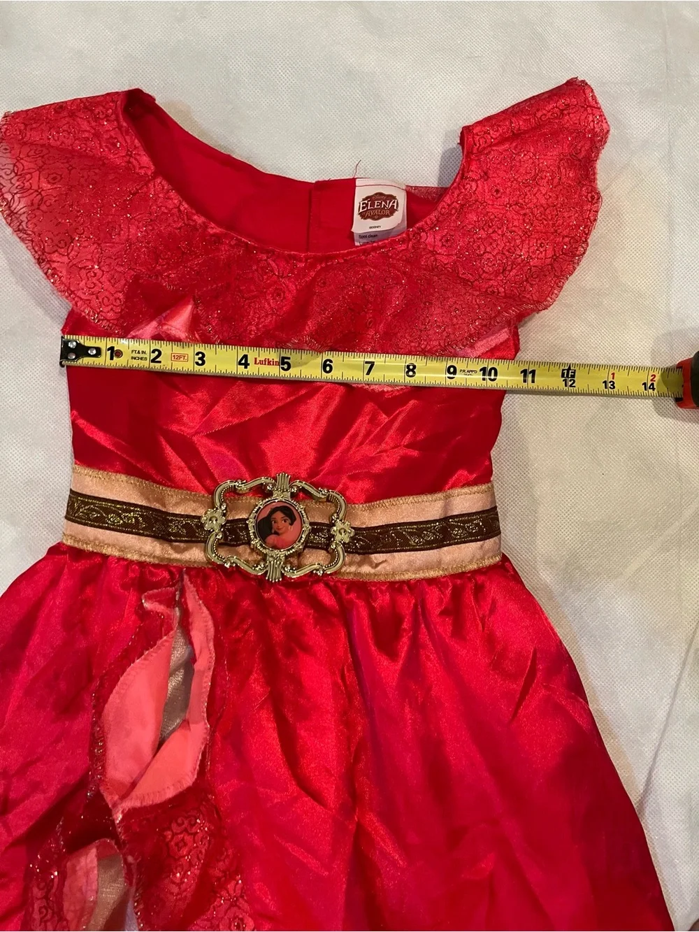 Disney Red Elena of Avalor Princess Dress with Gold Belt Accent S/P (4/6x)